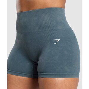 Gymshark Women's Gains Seamless High-Waist Shorts S Body Fit Blue NWT Yoga Gym